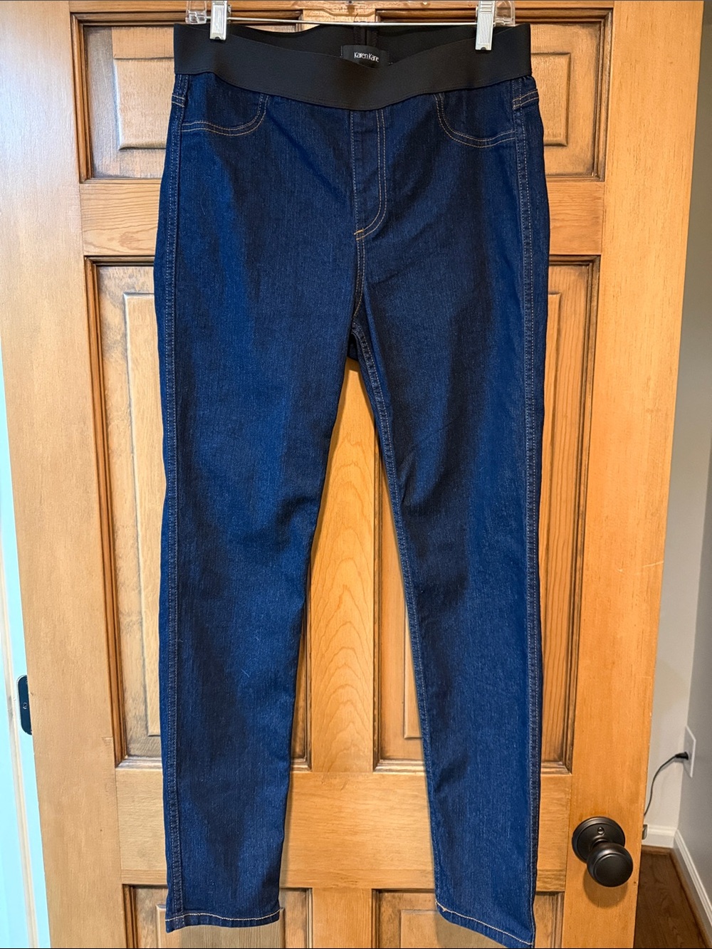 Karen Kane Dark Blue Skinny Jeans with Black Elastic Waistband